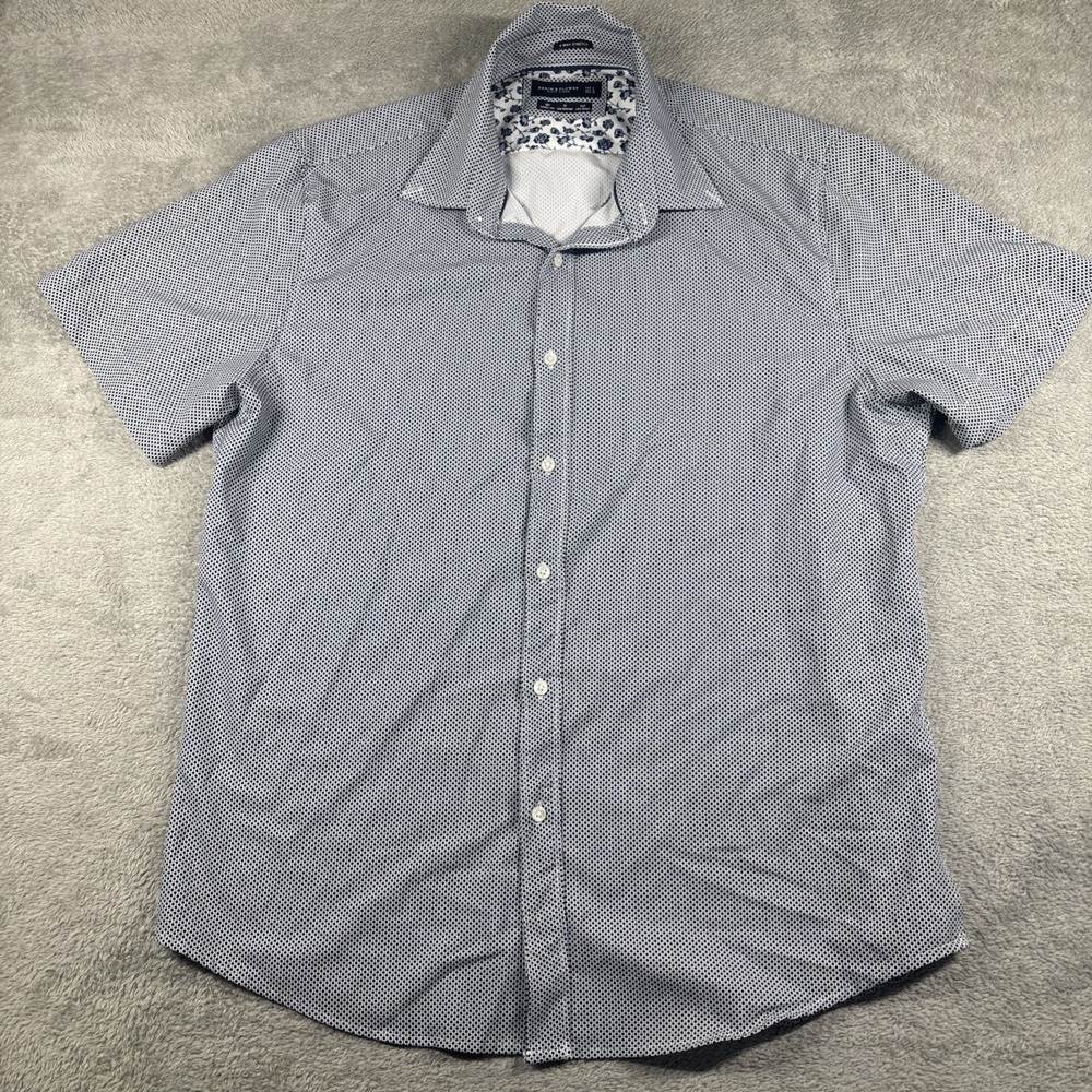 Denim And Flower By Ricky Singh Button Up Shirt W Blue Accents Size Large